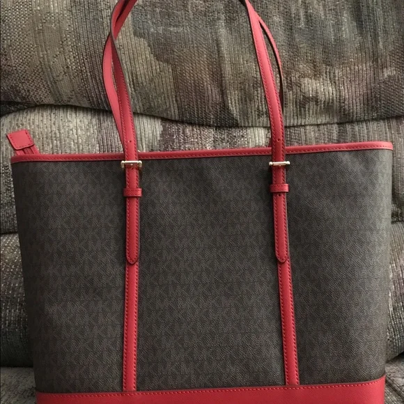 Michael Kors red/brown tote.